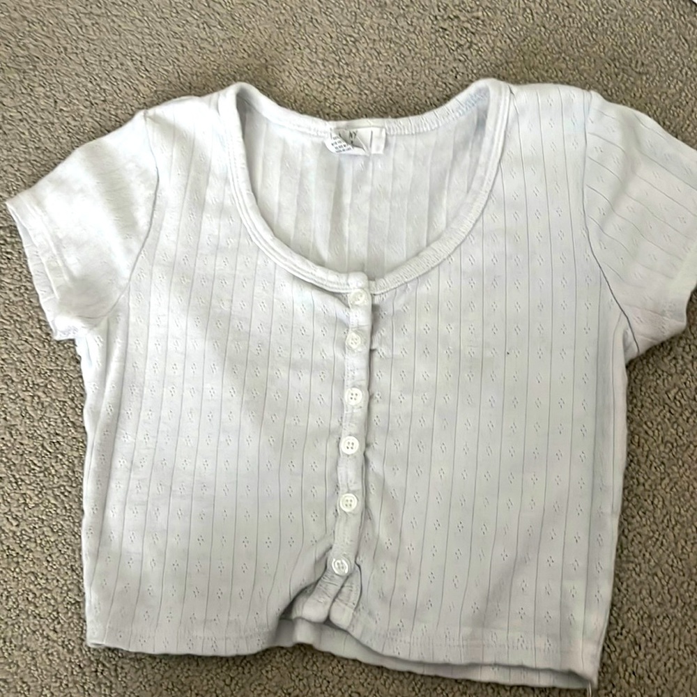 white button crop top